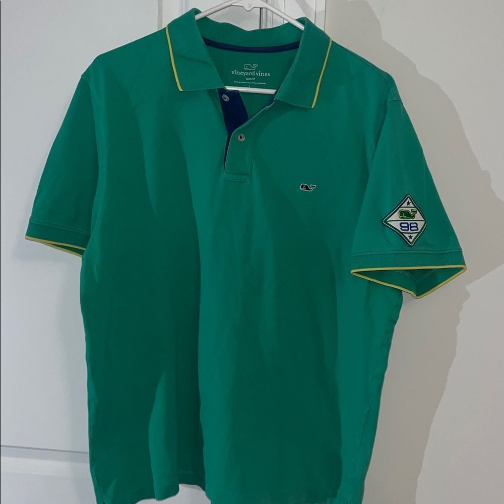 Brazil Green Vineyard Vines Whale Polo golf shirt L Slim 98 Big Patch Collector